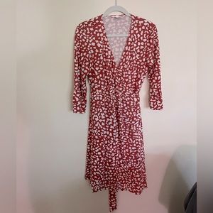 diane von furstenberg (DVF) red and white spot wrap dress